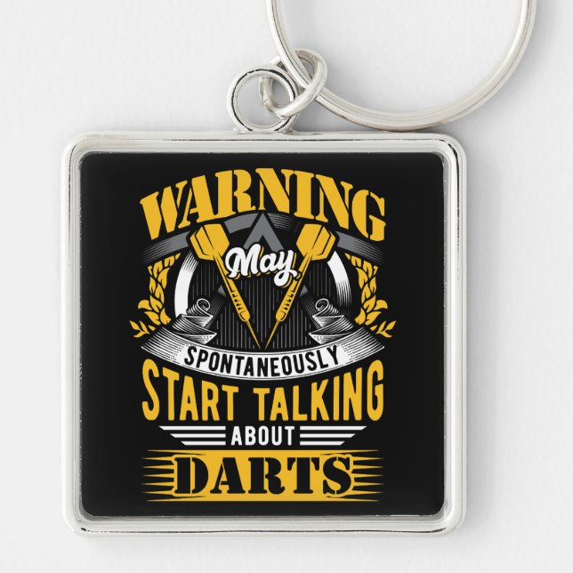 Funny Dart Warning Premium Schlüsselanhänger (Vorne)
