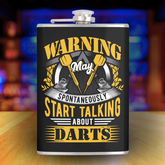 Funny Dart Warning Vinyl Wrapped Flask 8 oz. Flachmann (Von Creator hochgeladen)