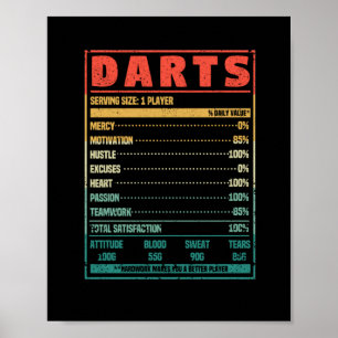 Funny Darts Ernährungsfakte Darts Player Fan Team Poster