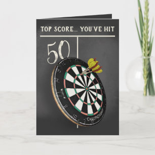 Funny Darts Players Chalkboard Design Birthday Karte