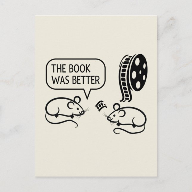 Funny das Buch war besser Mäuse Postkarte (Vorderseite)