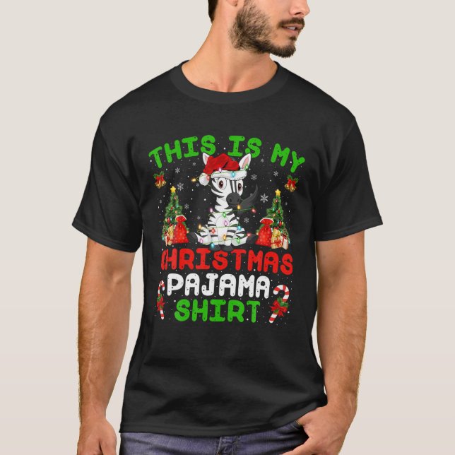 Funny das ist mein Weihnachts-Pajama Zebra T-Shirt (Vorderseite)
