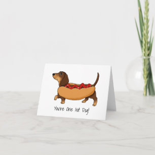 Funny Daschund Hot Dog Watercolor Karte
