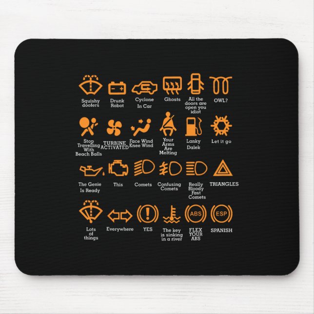Funny Dashboard Icons Coffee Tasse Car Typ Car Lov Mousepad (Vorne)