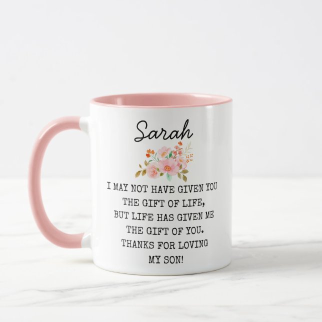 Funny Daughter in Law Gift, Personalisierte Hochze Tasse (Links)