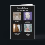 Funny Daughter/Tochter-in-law/Niece Birthday Karte<br><div class="desc">Vier Bilder von Missy. Text: "Happy BIrthday zu einer Nichte, die ist ... ein Engel, hübsch und modern, ein Supermanager und ein fantastischer Koch!" Sie können sich für jedes Weibchen anpassen. (Meine Nichte ist wirklich ein Büromanager. Man könnte gute Schüler stellen, etc. wo Missy hinter dem Computer sitzt. Im Inneren...</div>