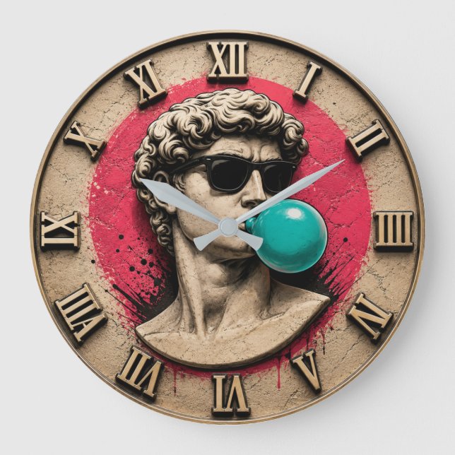 Funny David Bubble Gum Pop Art Michelangelo Statue Große Wanduhr (Vorderseite)