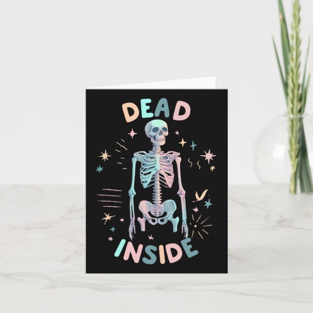 Funny Dead Inside Skeleton Lässig Halloween Graphi Karte (Vorderseite)