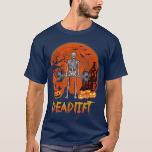 Funny Deadlift Halloween Skelett Gewichte heben T-Shirt