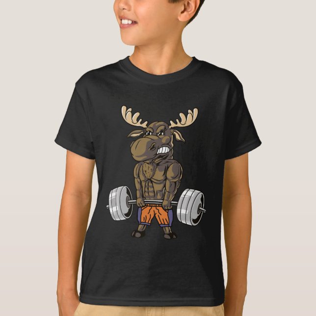 Funny Deadlift Moose Weightlift Gym Spaß T-Shirt (Vorderseite)