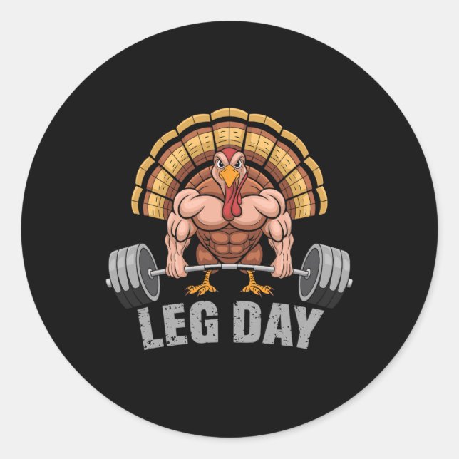 Funny Deadlifting Turkey Leg Day Thanksgiving Dead Runder Aufkleber (Vorderseite)