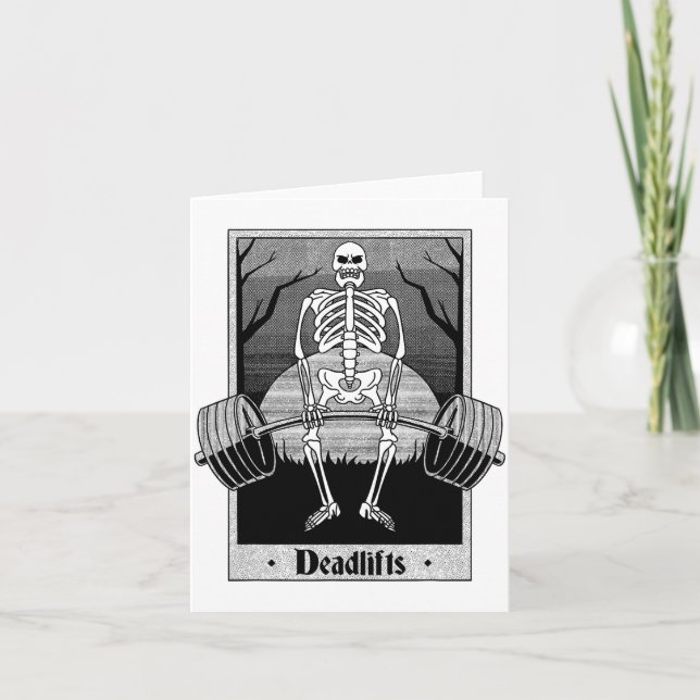 Funny Deadlifts Weightlifter Skeleton Halloween Gy Karte (Vorderseite)