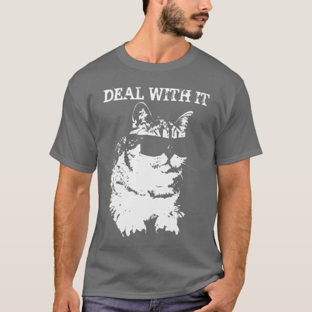 Funny Deal mit ihr Cat mit Sonnenbrille T - Shirt (Vorderseite)