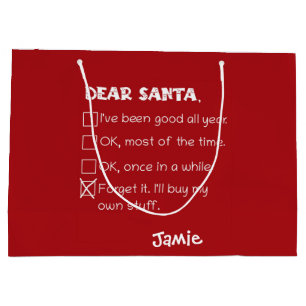 Funny Dear Santa I war Good Holiday Checklist Große Geschenktüte