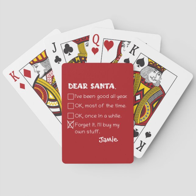Funny Dear Santa I war Good Holiday Checklist Spielkarten (Rückseite)