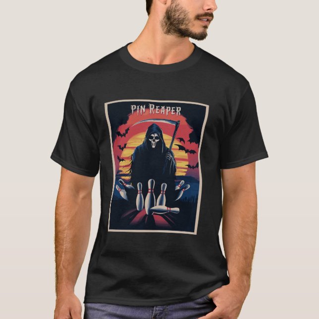 Funny Death Bowling Grim Sensenmann Bowler gibt Mä T-Shirt (Vorderseite)