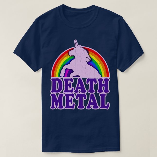 Funny Death Metal Unicorn Regenbogen T-Shirt (Design vorne)