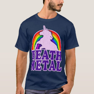 Funny Death Metal Unicorn Regenbogen T-Shirt