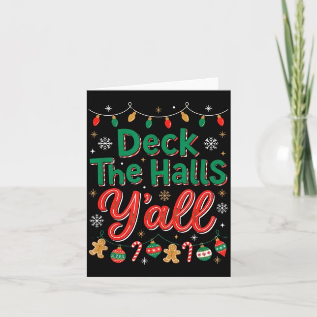 Funny Deck The Halls Y’all Christmas Humor  Karte (Vorderseite)