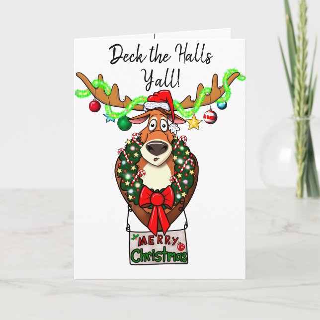 Funny Deck Y’all Family Christmas Card Karte (Vorderseite)