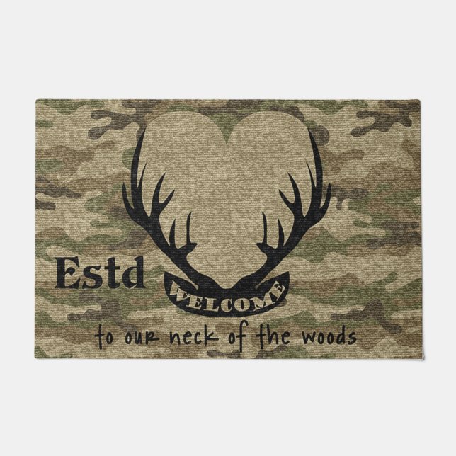 Funny Deer Couple Mat,Wedding Hunter Mat Decke Fußmatte (Vorderseite)