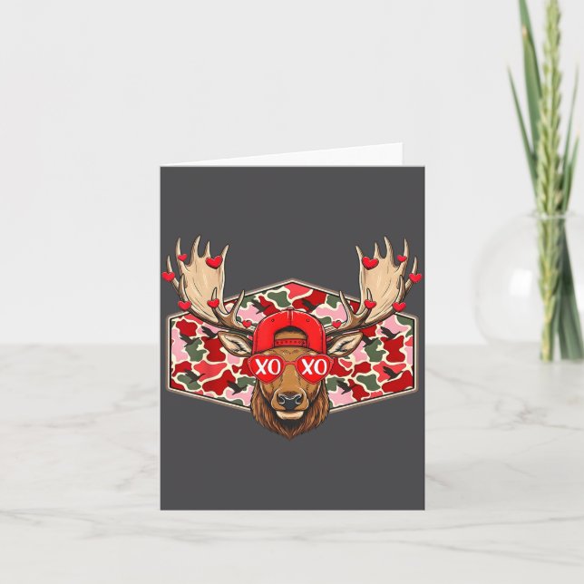 Funny Deer Hunting Buck Camo Valentines Day Men Wo Karte (Vorderseite)