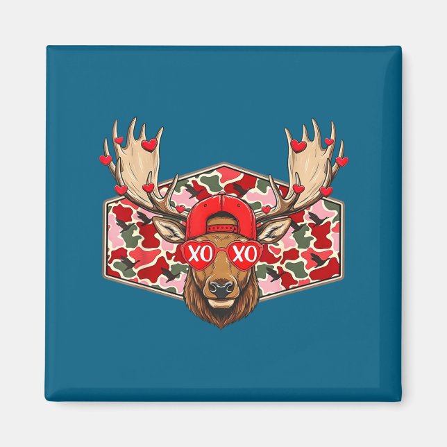 Funny Deer Hunting Buck Camo Valentines Day Men Wo Magnet (Vorne)