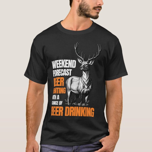 Funny Deer Jagd Jäger trinken Bier für T-Shirt (Vorderseite)