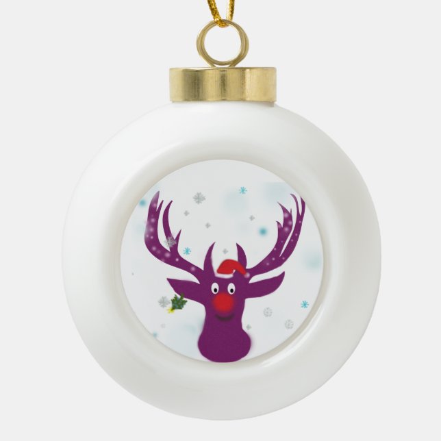 Funny Deer Keramik Ball Dekoration Kugel-Ornament (Vorderseite)