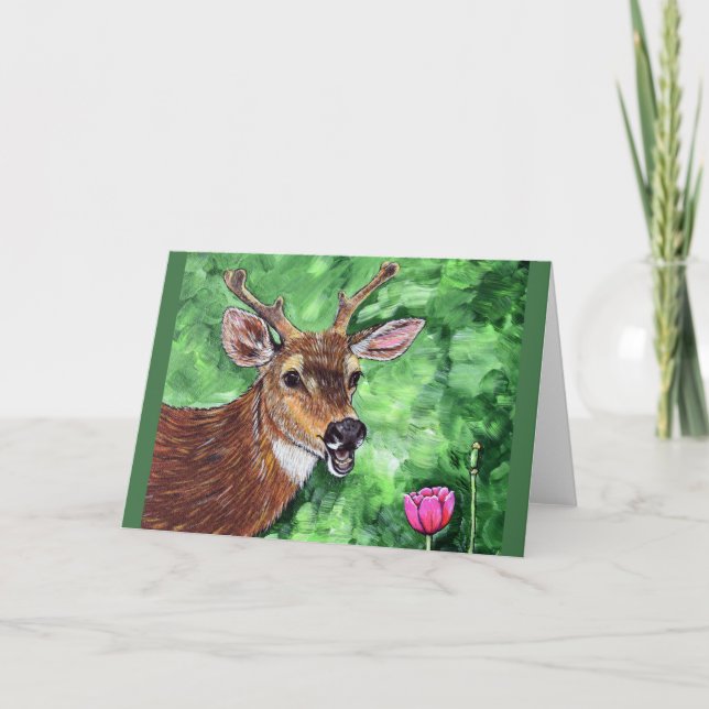 Funny Deer Painting Karte (Vorderseite)