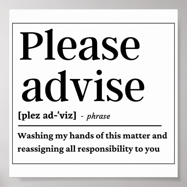 Funny Definition Bitte beraten Poster (Vorne)