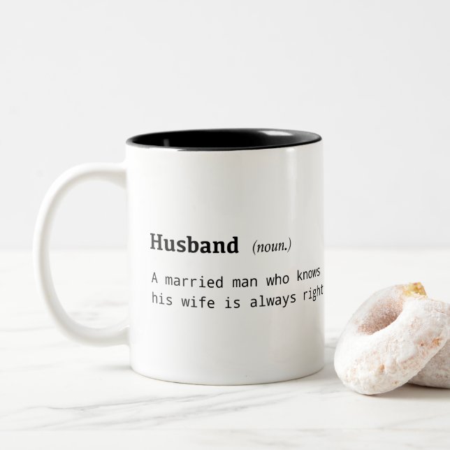 Funny Definition des Ehemanns Zweifarbige Tasse (Mit Donut)