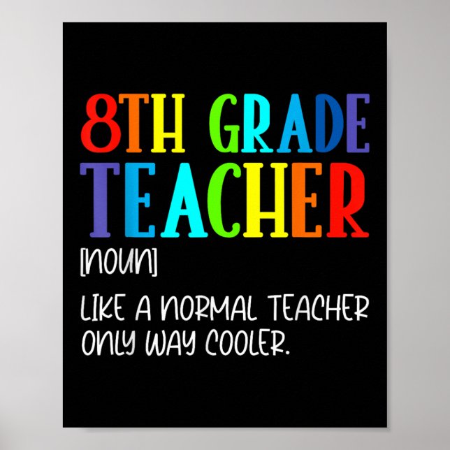 Funny Definition For 8th Grade Teacher Back To Sch Poster (Vorne)