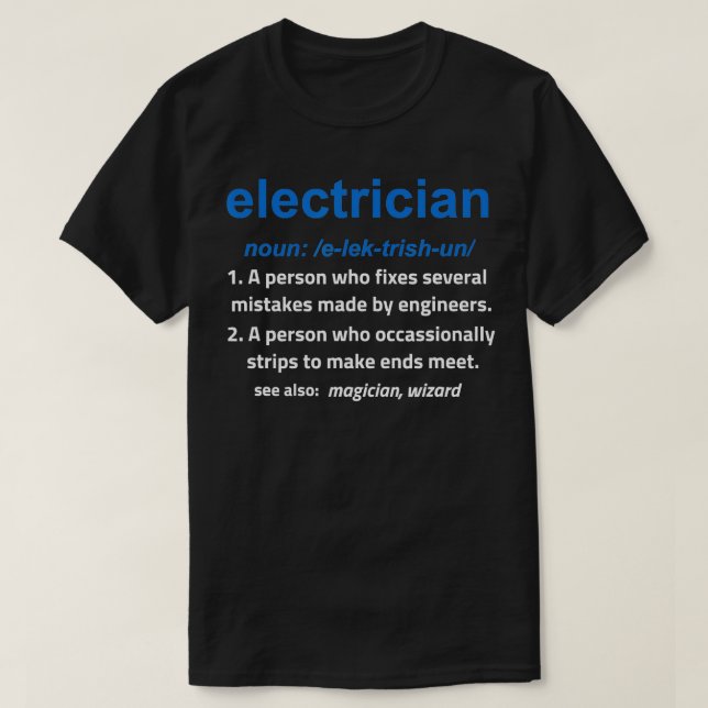 Funny Definition Journeyman Master Electrical Gif T-Shirt (Design vorne)