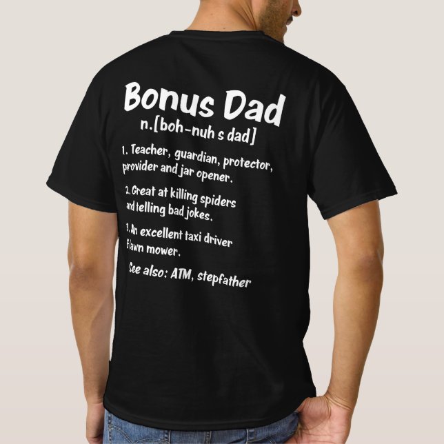 Funny Definition über Bonus-Vater T-Shirt (Rückseite)