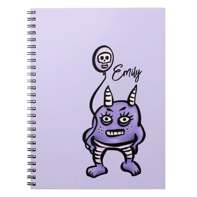 Funny Demon Lila Niedlicher Whimsigoth Name Notizblock (Vorderseite)