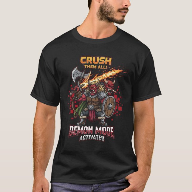 Funny Demon Mode Activated Gaming Shirt | RPG Fant (Vorderseite)