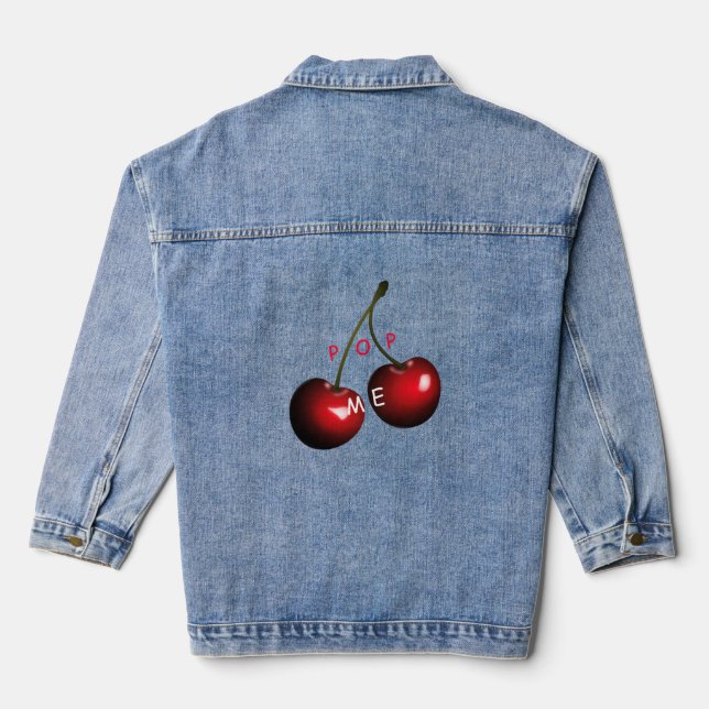 Funny Denim Jacket Red Sweet Cherries Jeansjacke (Rückseite)