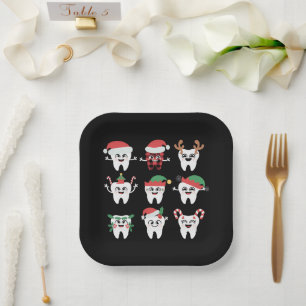 Funny Dental Christmas Tees Niedlichen Xmas Zahnar Pappteller