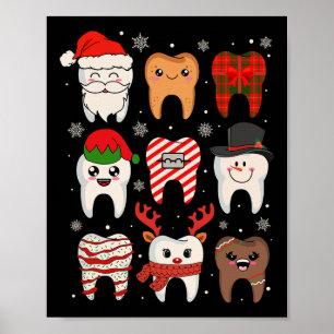 Funny Dental Christmas Tees Niedlichen Xmas Zahnar Poster