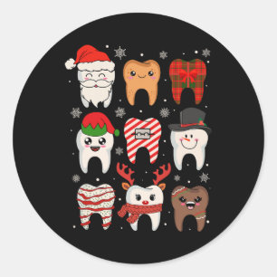 Funny Dental Christmas Tees Niedlichen Xmas Zahnar Runder Aufkleber
