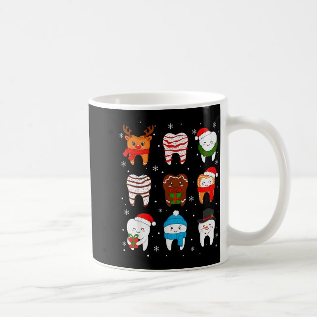 Funny Dental Christmas Teeth Cute Xmas Dentist Squ Kaffeetasse (Rechts)