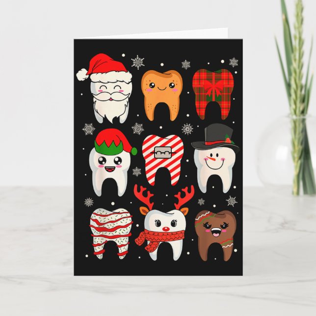 Funny Dental Christmas Teeth Cute Xmas Dentist Squ Karte (Vorderseite)
