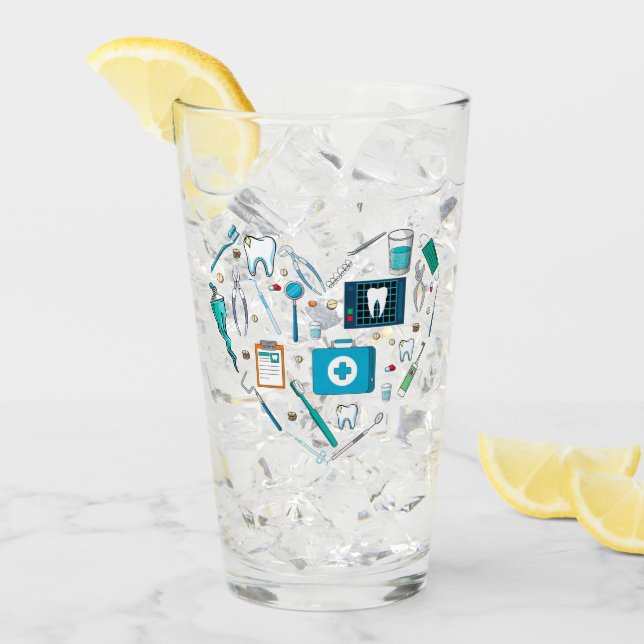 Funny Dental Dentist Tool Herz Glas (Vorderseite Ice)