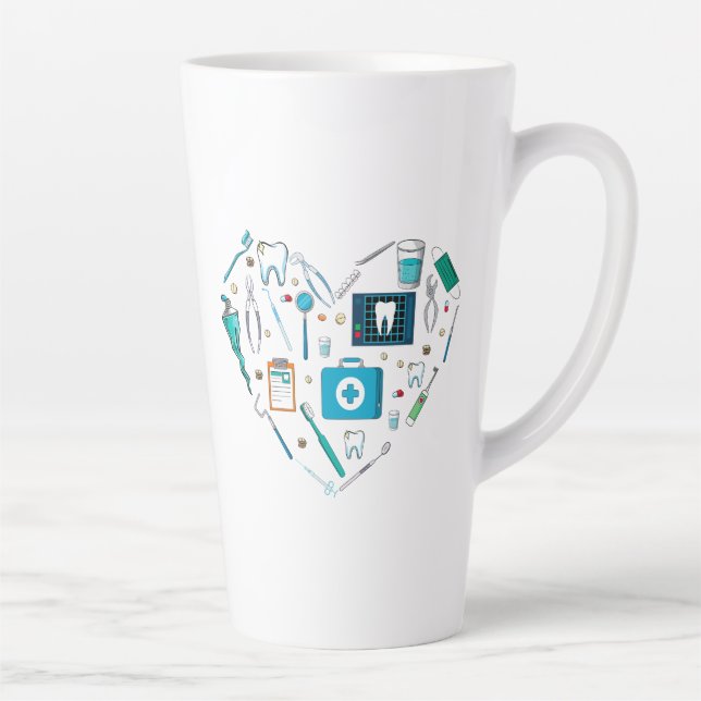 Funny Dental Dentist Tool Herz Milchtasse (Rechts)