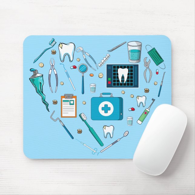 Funny Dental Dentist Tool Herz Mousepad (Mit Mouse)