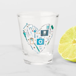 Funny Dental Dentist Tool Herz Schnapsglas