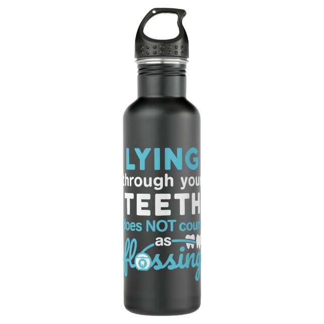 Funny Dental Hygienic Lying Through Zange Flossin Edelstahlflasche (Vorderseite)