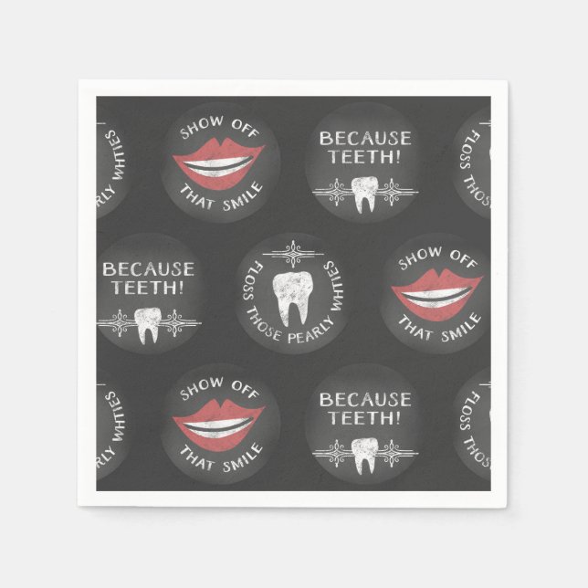 Funny Dentist Pattern - Niedlicher Zahnarzthygieni Serviette (Vorderseite)