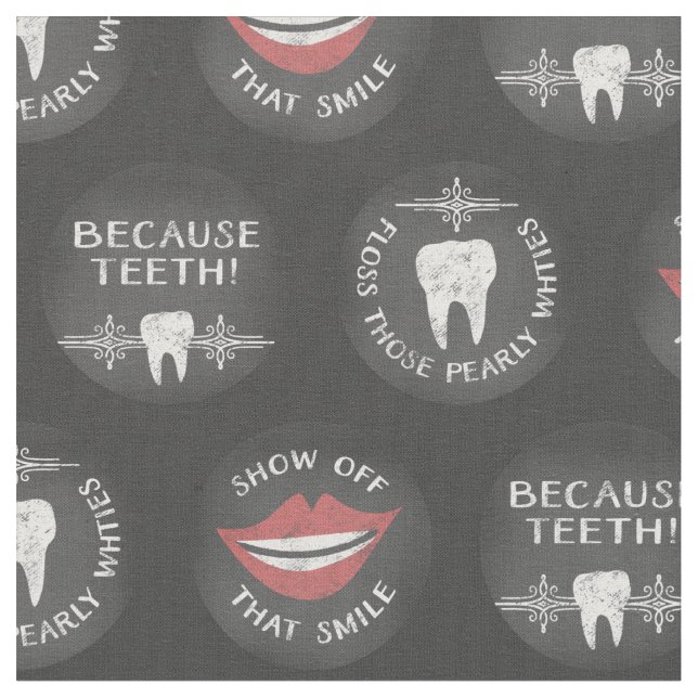 Funny Dentist Pattern - Niedlicher Zahnarzthygieni Stoff (Nahaufnahme)